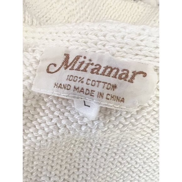 VTG Cardigan Sweater Large Blue White 3D Flowers Cottagecore Lolita Kawaii Indie - Picture 13 of 13